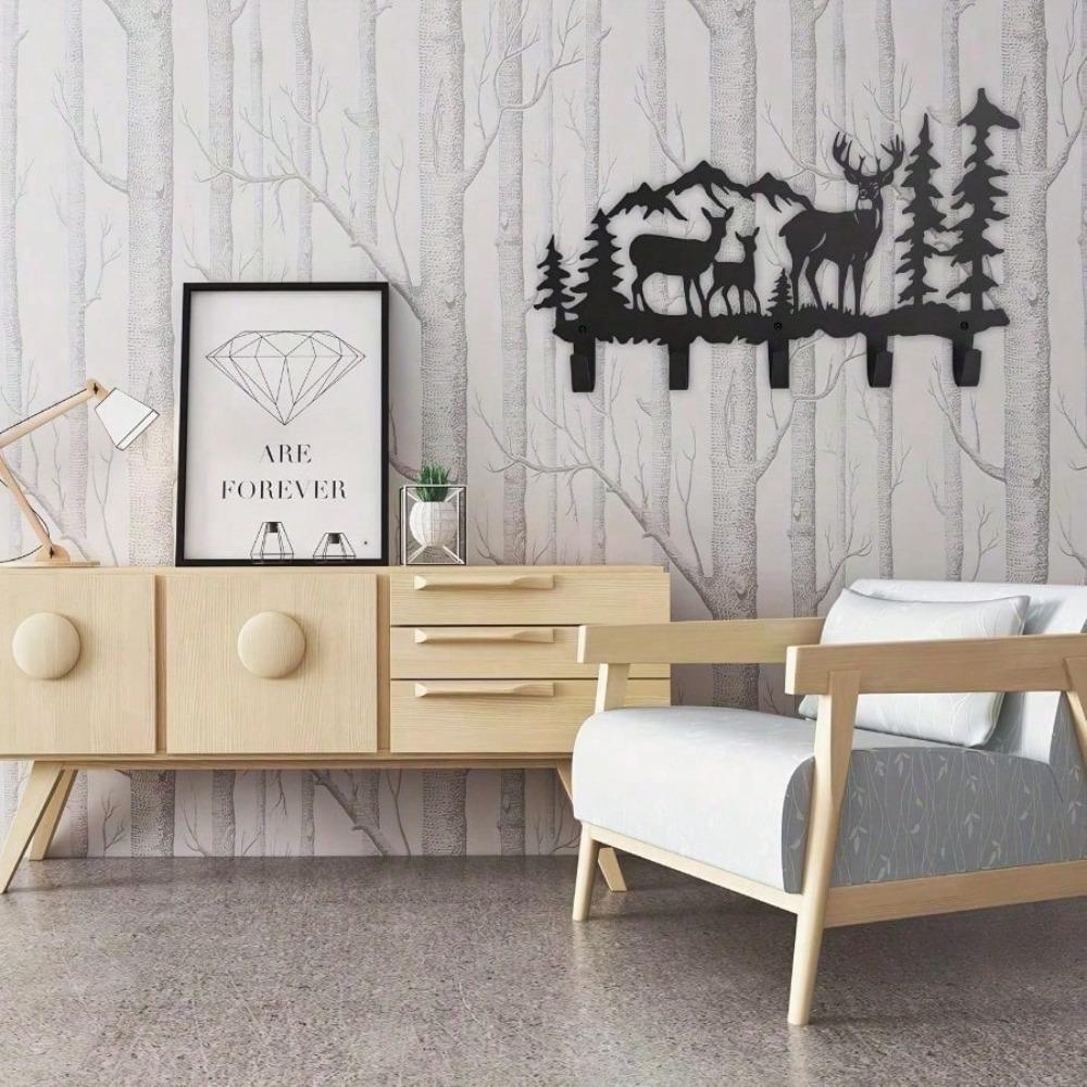 Wall Mounted Deer Antler Rack Coat Key Hat Hanger Rustic Entryway Storage Organizer Home Decor