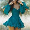 Spring Women's Solid Color Slim Fit Backless Long Sleeve Short Dress