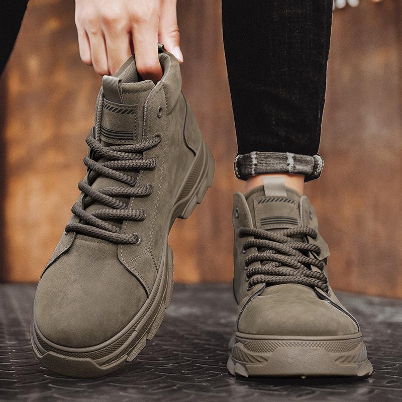 Martin boots men's autumn platform fashion tooling boots lace-up high-top short boots retro outdoor hiking men's shoes