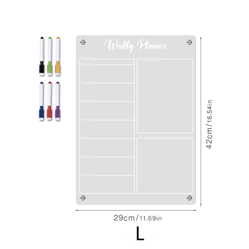 

Прозрачная доска для сухого стирания Акриловая магнитная доска для стирания Календарь Белая доска Магнит на холодильник Доска для планирования Многоразовая доска для заметок и бюллетеней Белая доска