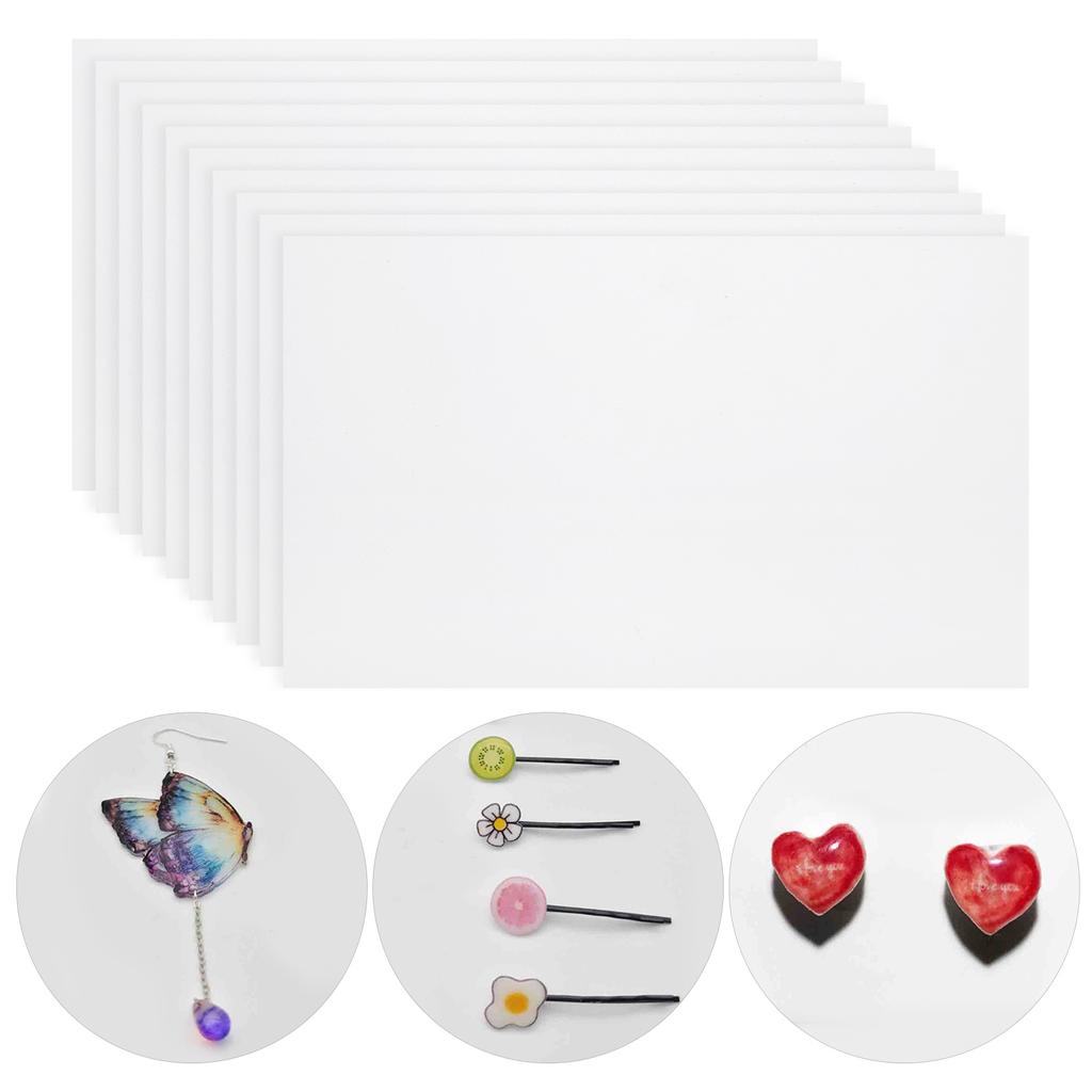 10Pcs Heat Shrink Sheet Kit Shrinkable Film Paintable White Paper DIY for Children