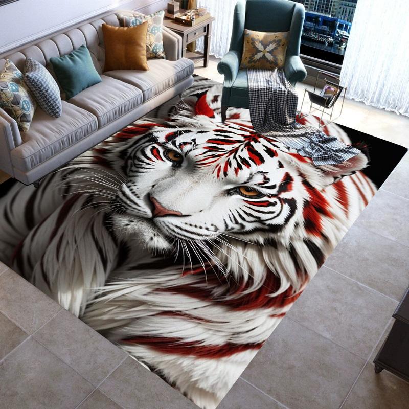 Large Area Rugs Non Slip Animal Tiger Pattern Carpet Living Room Sofa Kitchen Entrance Doormat Hallway Balcony Floor Mat