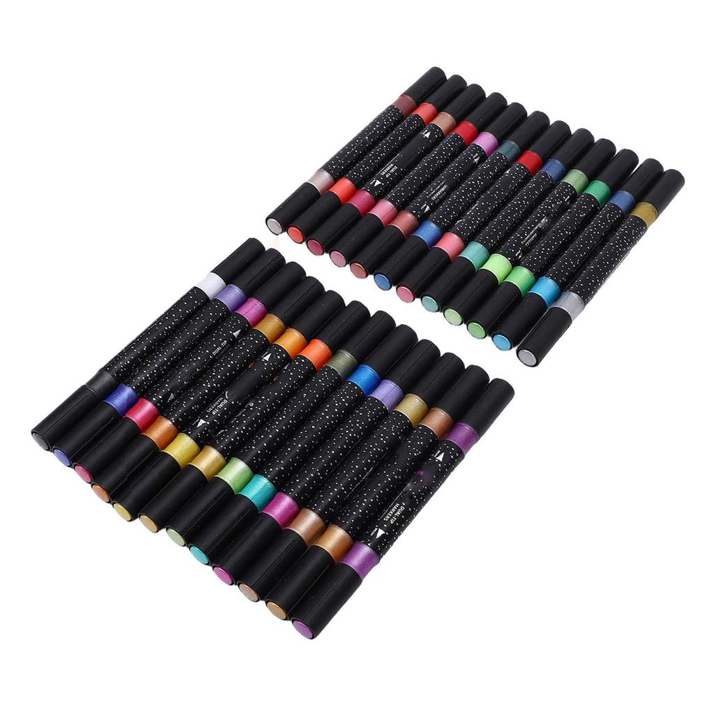 24pcs Glitter Markers Double Ended Highlighter Marker Pens for Drawing Gift Card Doodle Art Painting