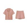 [SHYLANZI] Pajama Set, Women's, Room Wear, Summer, 100% Cotton, Short Sleeve, Open Collar Shirt + Shorts, Loose, Reversible, Comfortable, Breathable