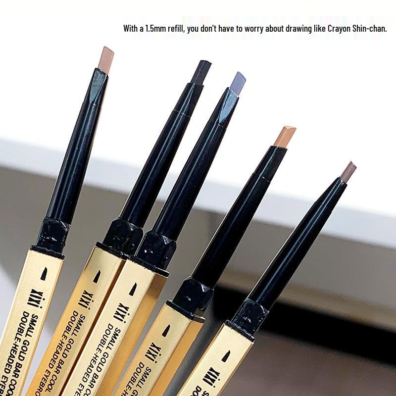 Makeup Xixi Golden Chopsticks Double-Ended Eyebrow Pencil - Ultra-fine Triangle, Waterproof & Smudge-Proof for Natural Brows