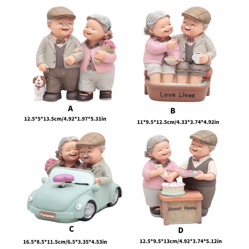 Sweet Loving Old Couple Figurine Resins Decoration for Wedding Anniversary Gift