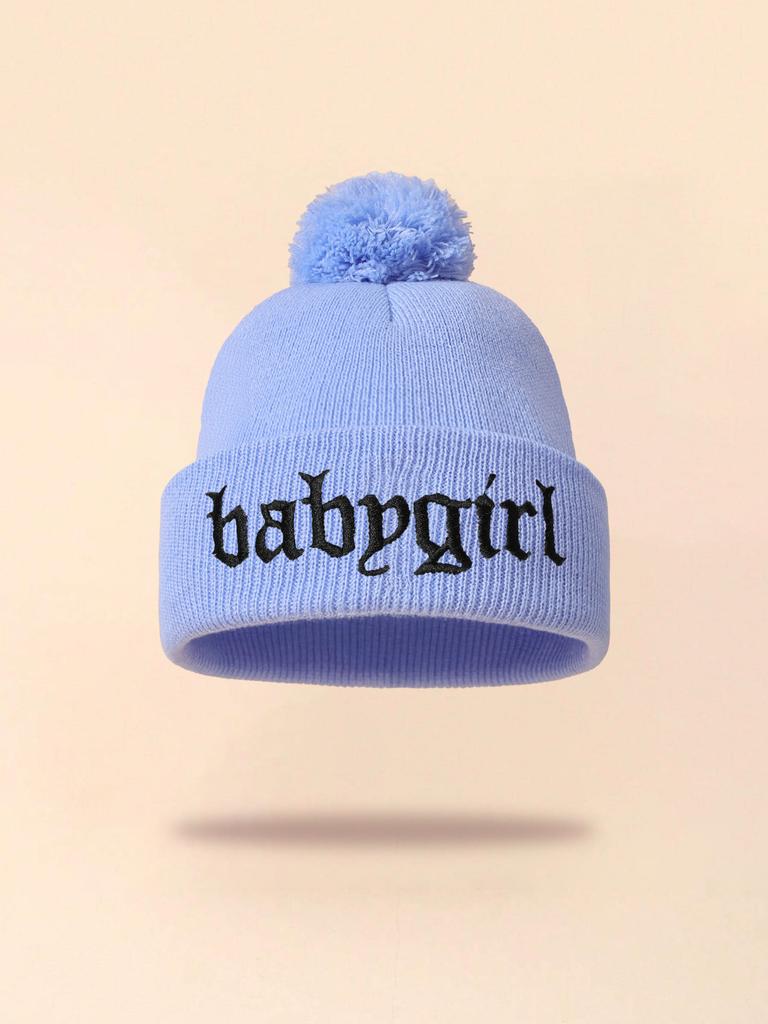 Autumn And Winter Thin Knitted Hat Men'S And Women'S Embroidered Wool Cold Hat Student Shopping Sweet Cute Pullover Hat
