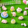 10Pcs/set Cartoon Party Pig Animal Miniatures Resin Ornaments Diy Fairy Garden Decoration Micro Landscape