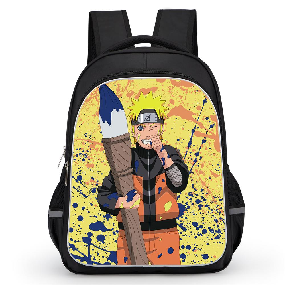 NARUTO Anime Kids Student Backpack 16 Inch Lightweight Durable School Bag Dual Zipper Pockets Casual Daypack For Boys Girls 5-10
