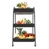 Carrinho Auxiliar Metálico 3 Níveis com Rodas Nyana Home | 45x30x75cm | Preto