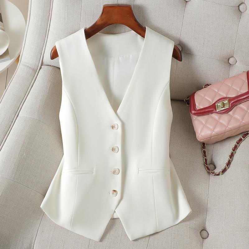 

Women s Slim Fit Vest Sleeveless Button Front Waistcoat Casual Workwear Layering Piece Classic Tailored Design for Office and Daily Wear XXL білий