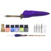 Calligraphy Pen Set Glass Ink Feather Fountain Pen with Replaceable Nib Writing Gift Box KitSP118014 Purple