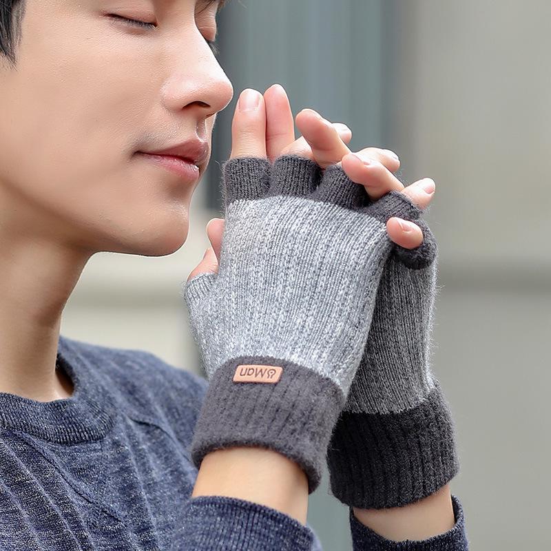 Winter Alpaca Wool Fingerless Gloves for Men, Women, Students - Ideal for Cycling and Writing