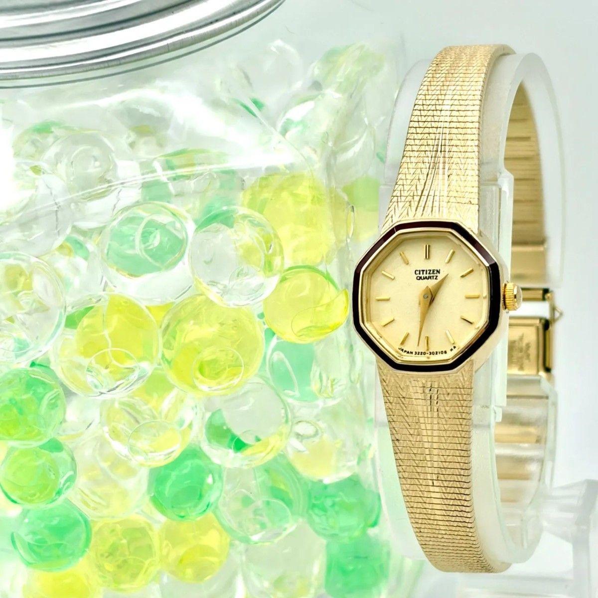 [Good Condition/New Battery] CITIZEN Citizen Women s Watch Gold Octagon 3220-324587 8060701