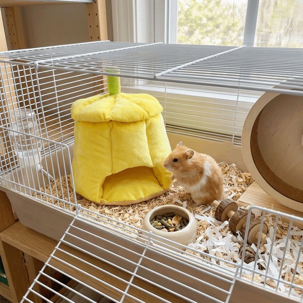 Semi-Enclosed Hamster Sleeping Cave Windproof Guinea Pig Hideout Bed  Cage Accessories