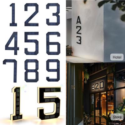 Solar Lighted House Number Outside Light-up LED Address Number Waterproof Modern House Number Light Address Sign for Outdoor Front Door