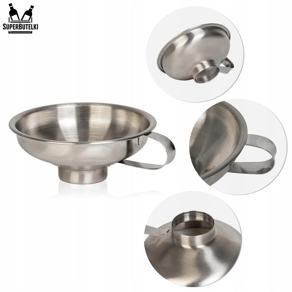 Stainless steel funnel for jars (wide stem opening) diameter 10.5 cm + handle