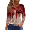 Women's Fashion Casual Three-quarter Sleeve Halloween Letters Print Top