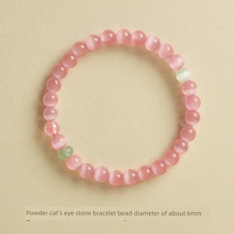 

Культура Дуньхуана Розовый Опал Браслет Женский Крахмал Картофельный Кошачий Глаз Красивый Браслет Кристальное Украшение Счастливые Бусины Подарок для Пары Powder cat s eye stone bracelet 6mm