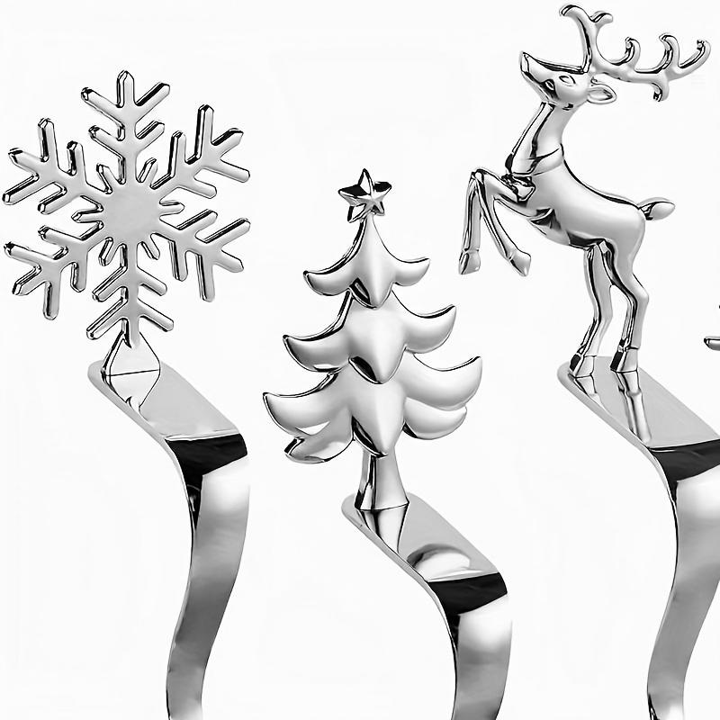 1 Stück Kaminhaken Wohnzimmer Schneeflocke Baum Elf Zuhause Weihnachtsstrumpfhaken Weihnachtsgeschenk Goldener Silberner Haken Schlafzimmer Metall Küche