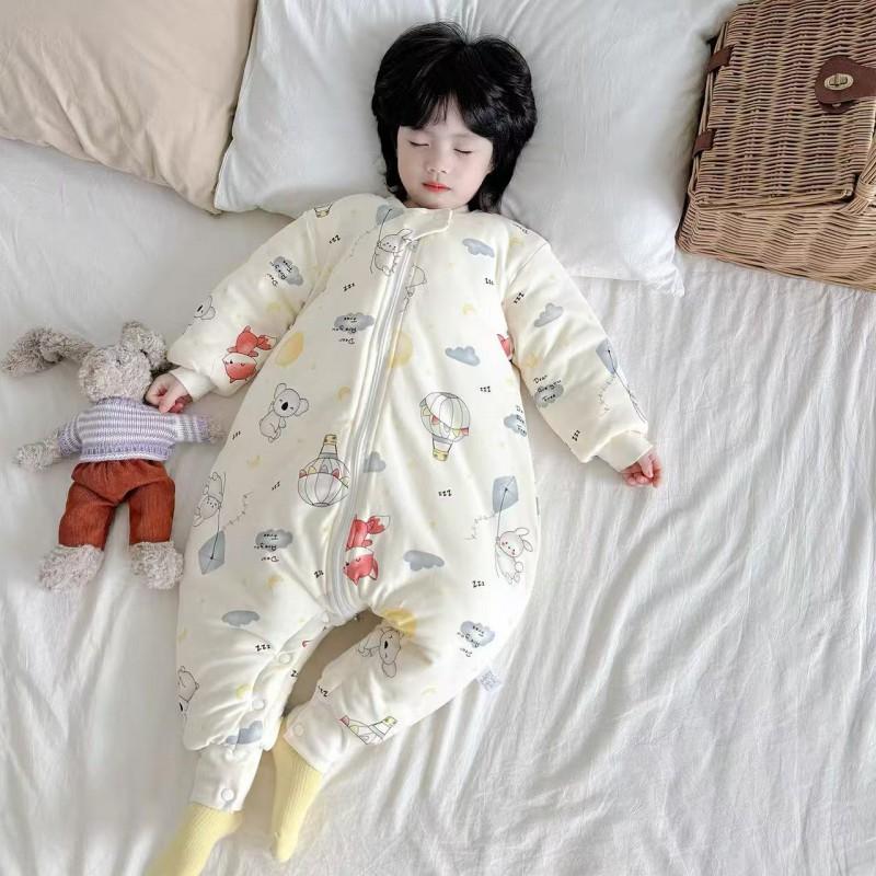 Thick Cotton Sleeping Bag Toddlers Winter 240g Quilted Footed Pajama With Zipper Anti-Kick Design