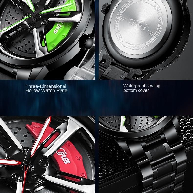 SVJ Men's Watch Car Wheel Modified Rs7 Men's Watch Hydraulic Three-dimensional Hollow Quartz Watch