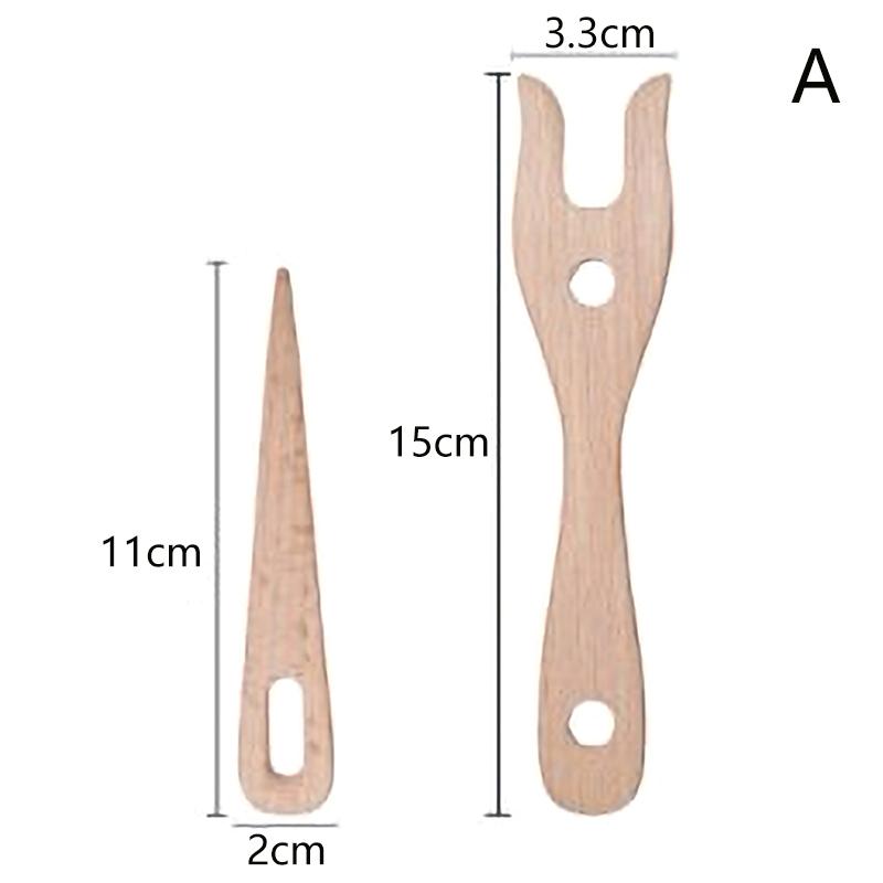 2Pcs Knitting Fork And Eye Needle Kit Wooden Cording Tool Fork Braider Lightweight Knitting Fork Braided Tool