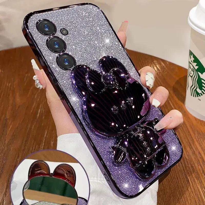 Rabbit Mirror Bracket Case for Samsung Galaxy A56 A36 A16 A06 A55 A35 A25 A15 A05 S A54 A34 A24 A14 A04 Seismic Protective Shell