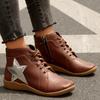 fashion 2024 New Lace Up Wedges Heel Women Boots Fashion Patchwork Soft Sole High Top Ankle Boots Pu Leather Waterproof Sneakers Mujer