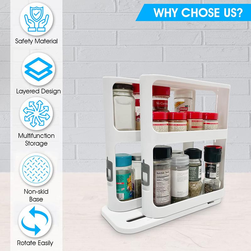 Premium Sliding Spice Rack Organizer For Cabinet,Effortless Access, Modular Design, Non-Skid Base
