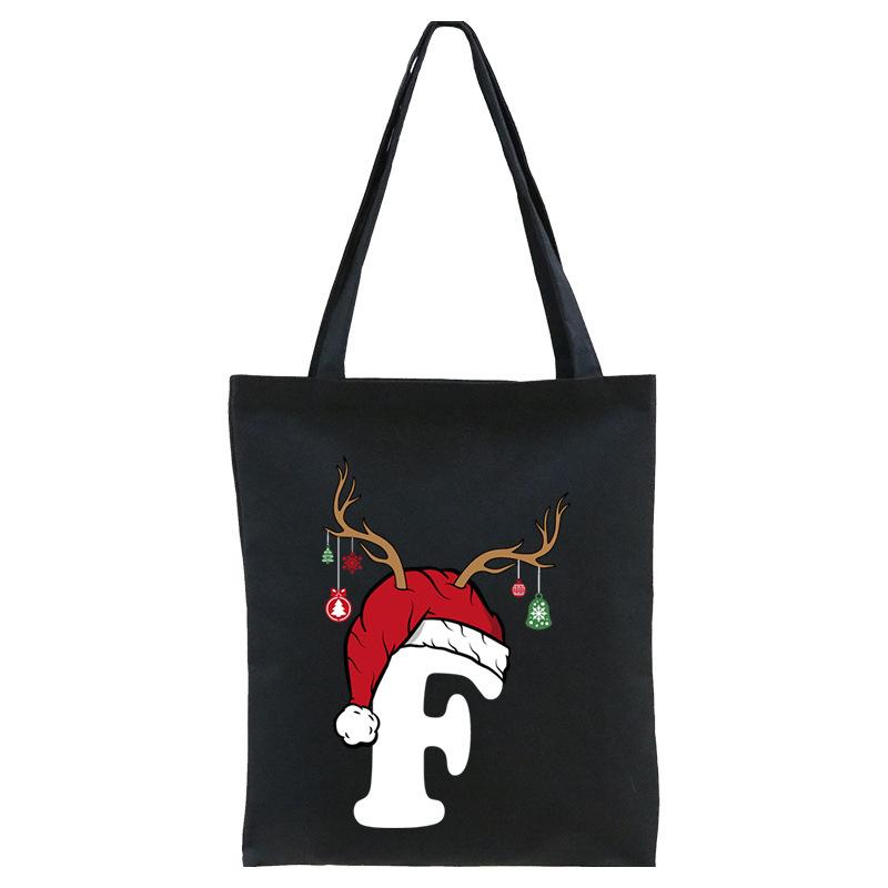 Christmas 26 English Letter Printing Tote Bag Shoulder Bag Women's New Large Capacity Go Out Portable