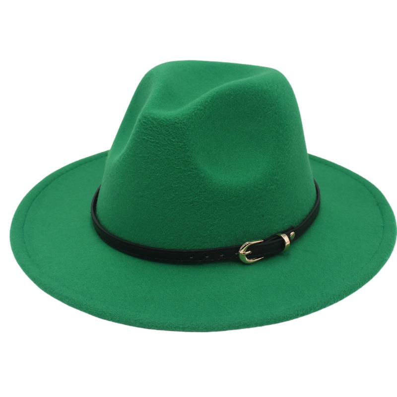 European And American Buckle Accessories Top Hat British Fashion Jazz Hat New Woolen Felt Hat Jazz Hat