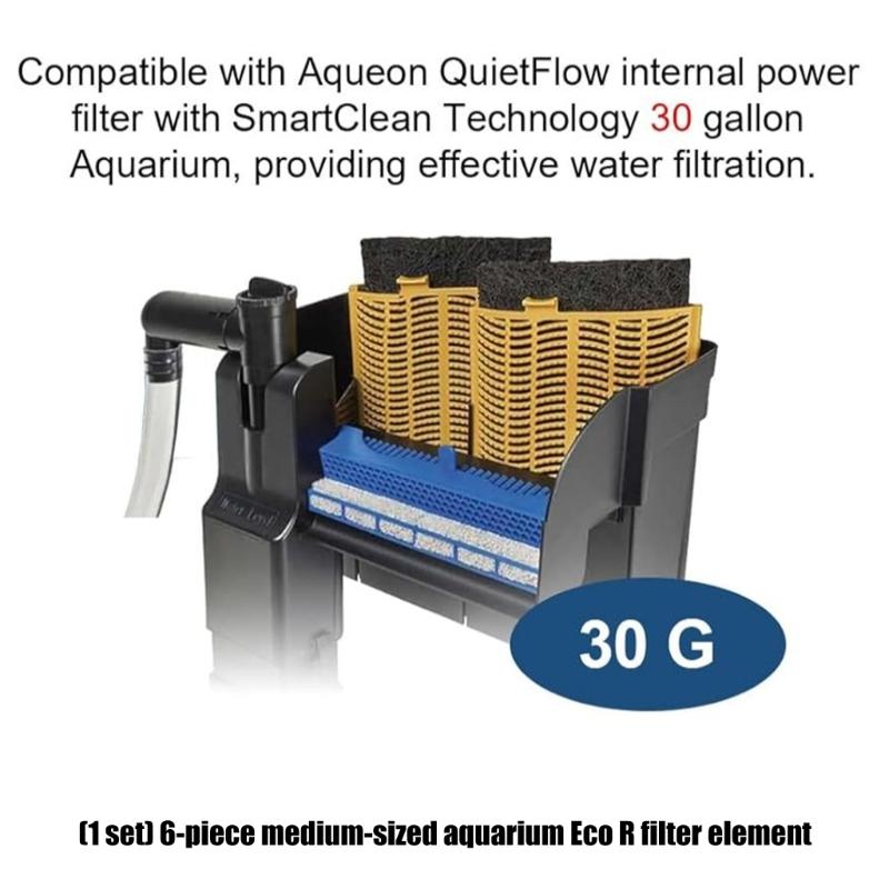 6Pieces Medium Fishtanks Filter Replacement Cartridges Sponge Pad For EcoRenew Aquariums with SmartClean Technology