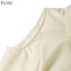 ZANZEA Women Casual Turn Down Collar Summer Sleeveless Long Dress