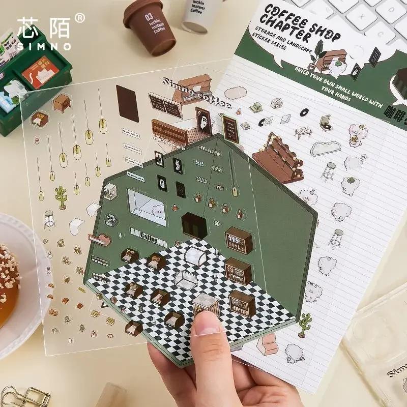 3D Aufkleber DIY Dreidimensionale Hüttenszene Stapeln und Kleben Handkonto Niedlich