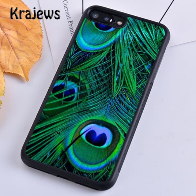 Krajews Turquoise Stone Flora Peacock Feather Phone Case For iPhone 17 Air 16 15 14 plus 11 12 13 pro max coque Fundas
