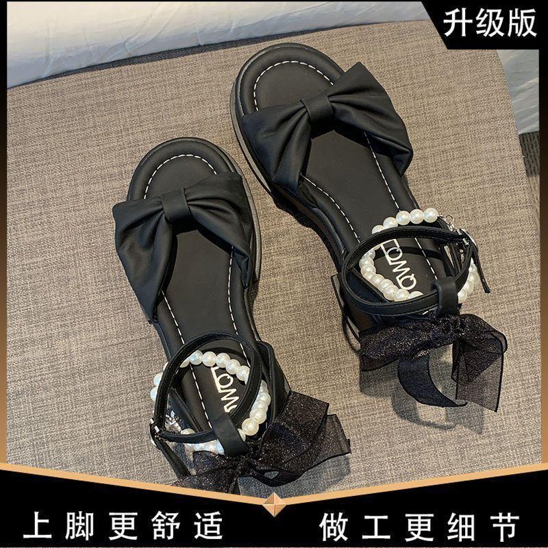 [16,000 Collection] Bow Sandals Ladies Temperament Pearl Fairy Wind