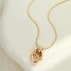  Gold Plated Stainless Steel Necklace Interlocking Rings Pendant Modern Minimalist Jewelry for Women