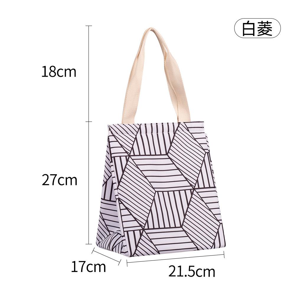 1pc Simple Lattice Pattern Lunch Storage Handbag Waterproof Aluminum Foil Lightweight Insulated Picnic Bag For Women Men