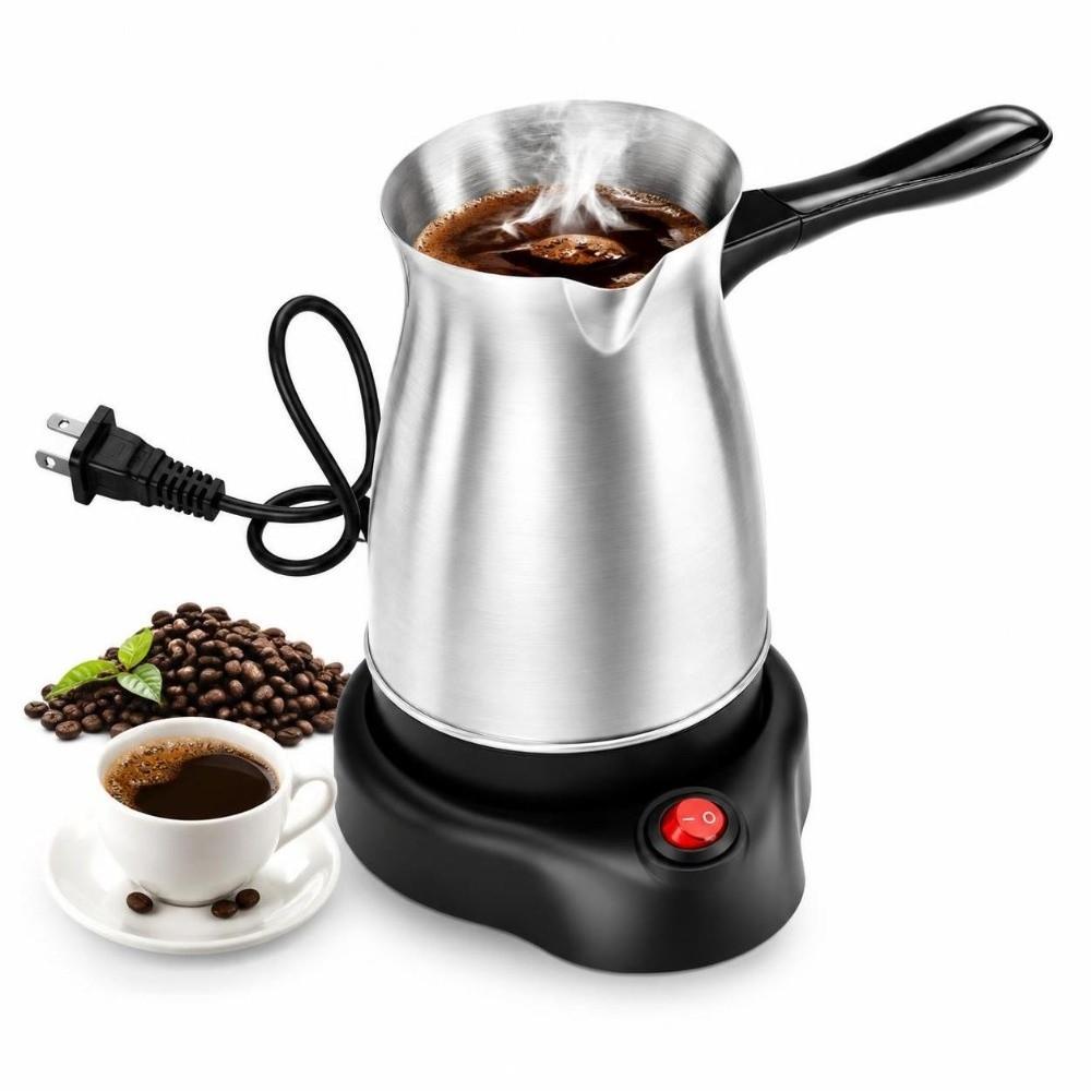 Dual Protection Coffee Maker Machine Pot Silver Milk Pot Electric Heating Coffee Pot  For Kitchen