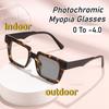 Vintage Photochromic Myopia Glasses Tortoiseshell Square Glasses Women Men Oversized Large Myopia Glasses  Miopes 0 To -4.0