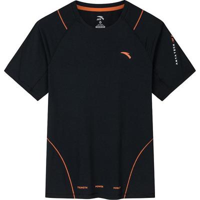 Camiseta Básica Masculina Manga Curta Respirável Slim Fit Tricô-Preto 152237126-2