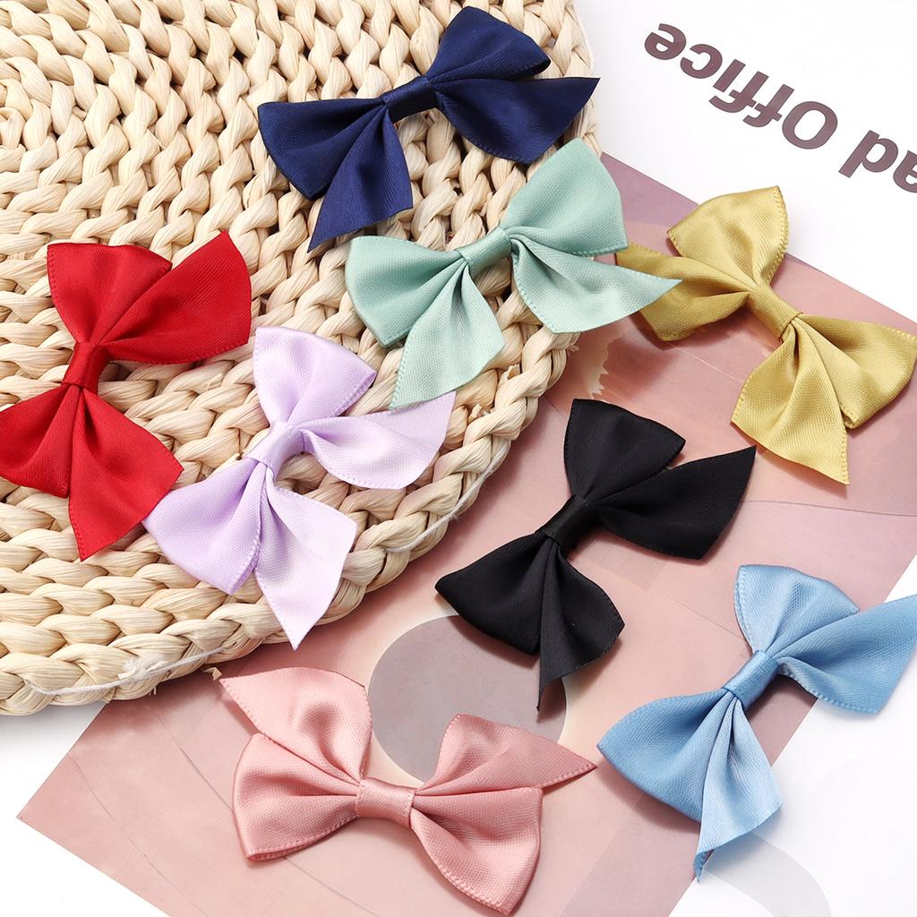 20pcs 4x7cm Polyester Satin Ribbon Bows Colorful Handmade Bow Flower For DIY Christmas Party Clothing Headwear Decor Accessories