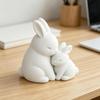 Artistic Mother and Child Bunny Figurine 3D Printed Cuddling Bunny Statue Shelf Decor