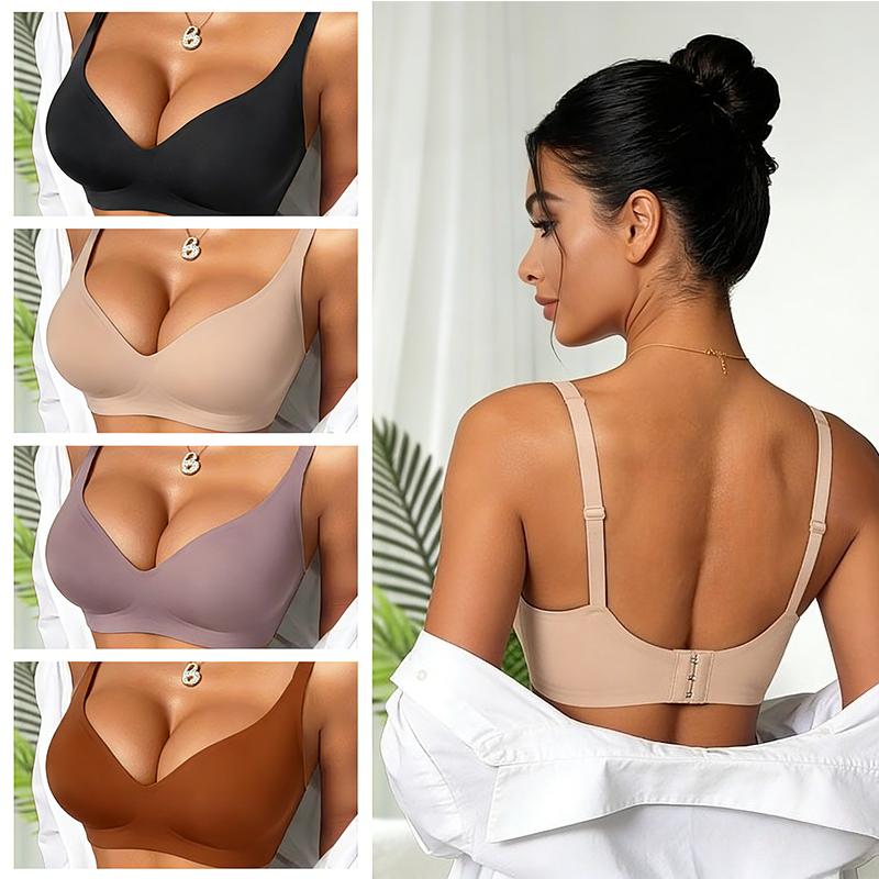Seamless Wireless Bra for Women, Comfort Push Up Bralette with Adjustable Straps, Breathable Everyday Underwear for All-Day Support