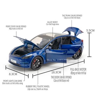 1:24 Model 3 Car Toys Alloy Diecasts Metal Vehicles Car Model With Sound Light Vehicle Toys For Children Gifts Collection