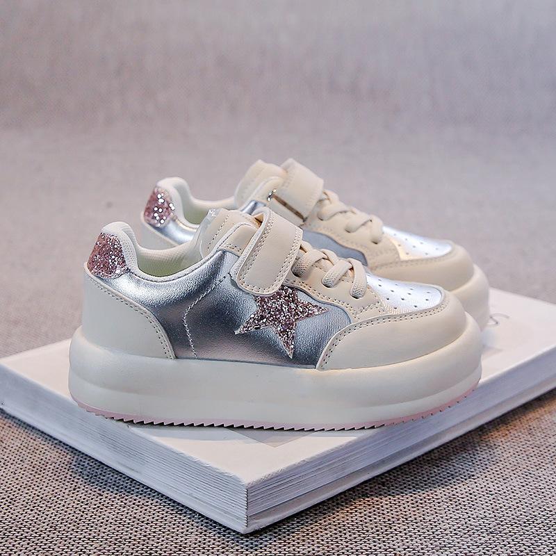 

Spring and Autumn New Girls Sneakers Boys Casual Shoes Korean Version Shoes Velcro Elementary School Students 26 yards/16cm розовый