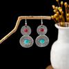 Bohemian Fringed Turquoise Earrings, Retro Minority Style Earrings, Personalized Temperament Earrings.