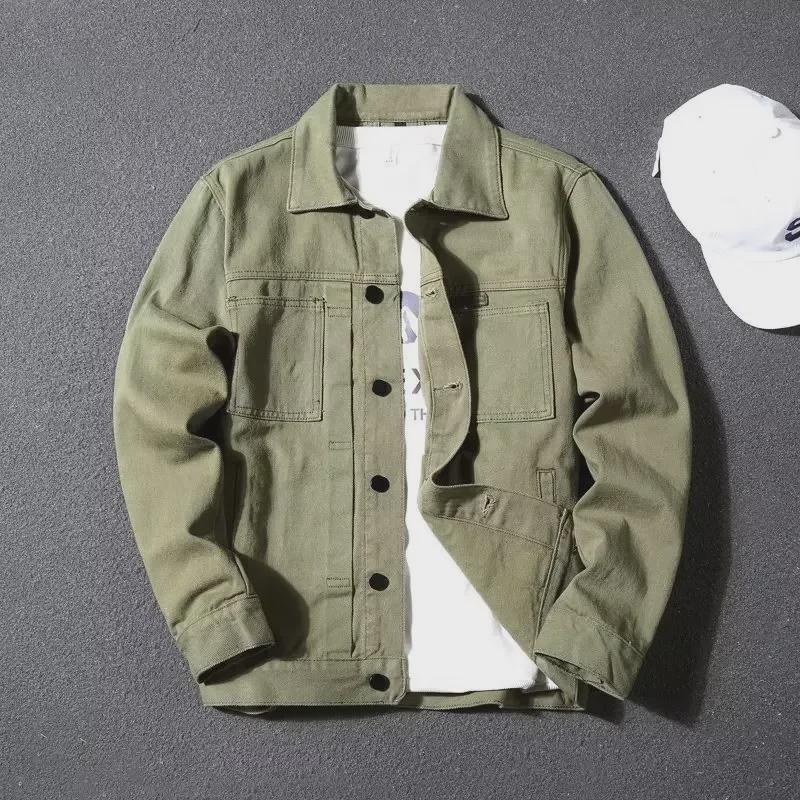 Pánská džínová bunda Slim Fit – hezký krátký styl s klopou na jarní a podzimní běžné nošení