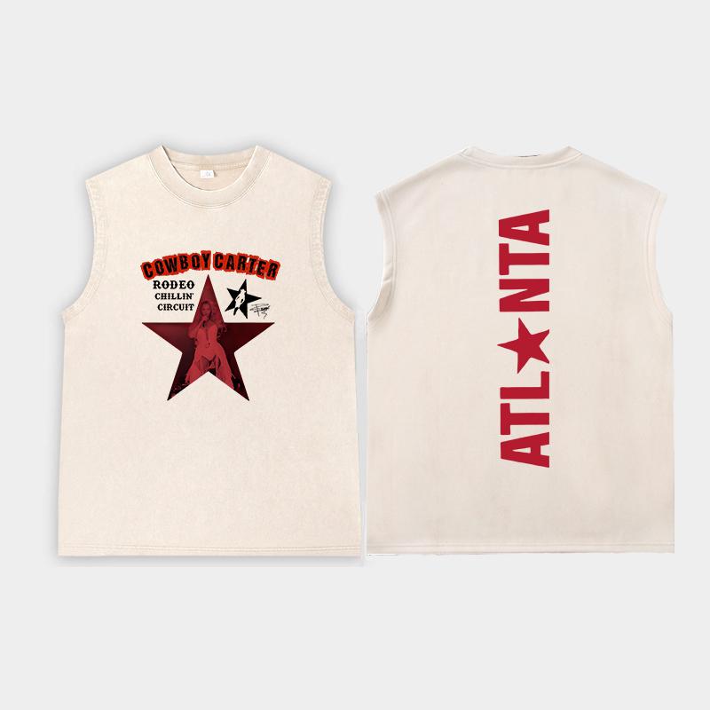 Cowboy-Carter Tour Vest Tank Tops Washed Shirt Man Woman Tops Streetwear Cotton Man Woman Tank Tops